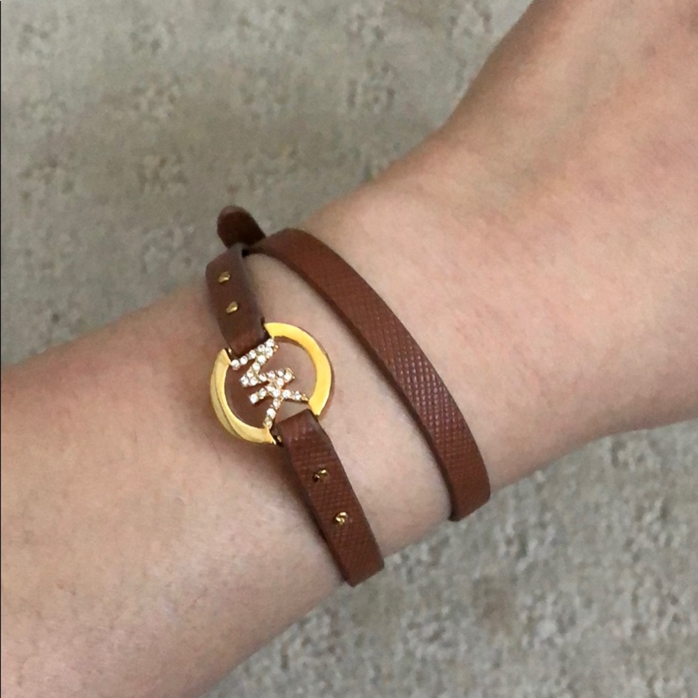 Michael Kors brown leather wrap around bracelet